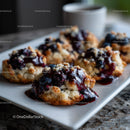 Blueberry Jam Cookies with Fresh Fruit Topping on White Plate