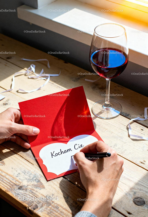 Writing a heartfelt love note by a sunny window