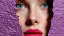 Beautiful Woman with Radiant Pink Lips and Artistic Background