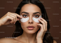 Young Woman with Under Eye Patches in Spa Skin Care Treatment