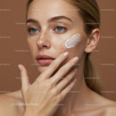 Close-up of a Woman Applying Skincare Cream on Face with Freckles