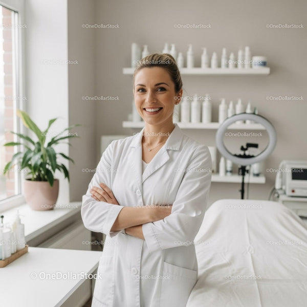 Smiling Female Healthcare Professional in Medical Office