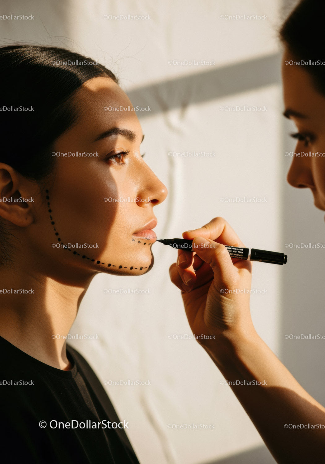 Close-Up of Woman Receiving Expert Makeup Application with Eyeliner