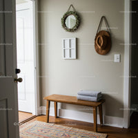Decorative Entryway Wall Hooks with Wreath and Hats in Cozy Hallway