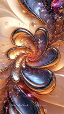 Vivid Colorful Fractal Swirls with Metallic Accents