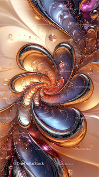 Vivid Colorful Fractal Swirls with Metallic Accents