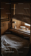 Cozy Rustic Bedroom with Wooden Walls and Soft Bedding