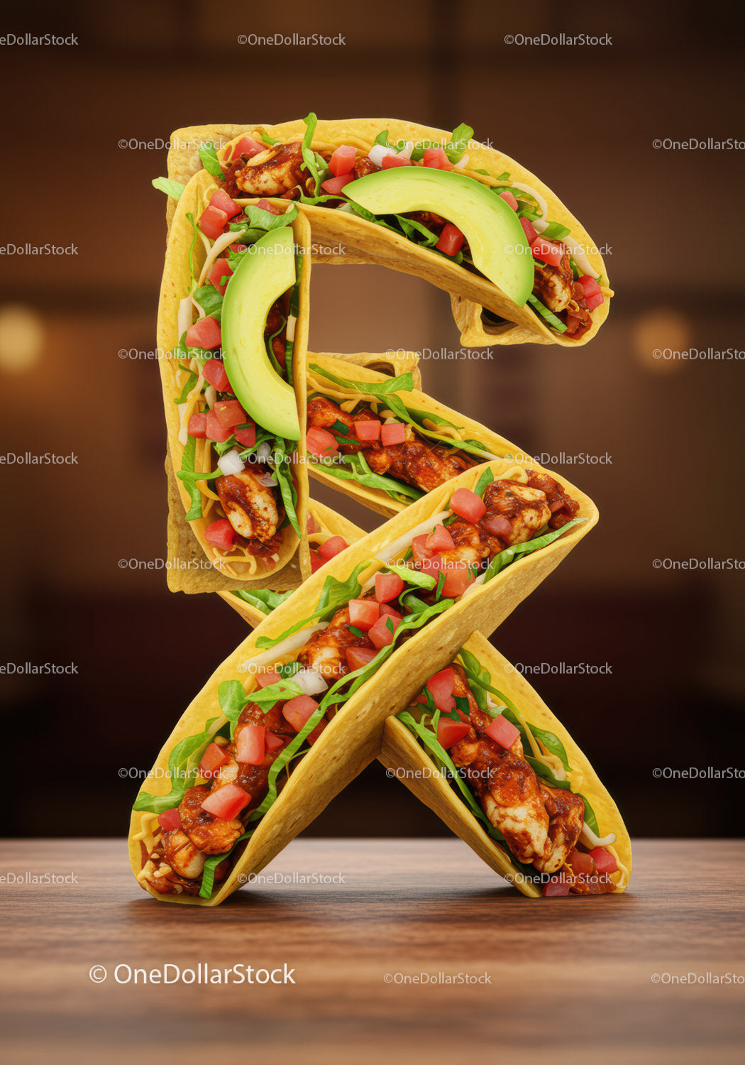 Kreatywny znak dolara wykonany z tacos ze świeżych składników