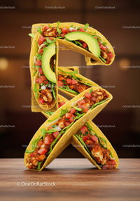Creative dollar sign made of tacos with fresh ingredients