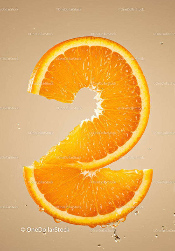 Fresh juicy orange slices with water droplets
