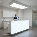 Reception area with nurse preparing medical tools