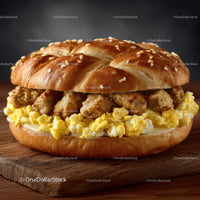 Savory Fried Chicken and Egg Breakfast Sandwich on a Bun