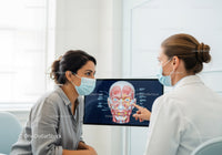 Medical Consultation Between Doctor and Young Woman Patient Discussing Facial Anatomy