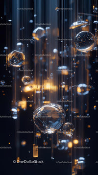 Abstract Light Art with Glass Spheres and Glowing Trails