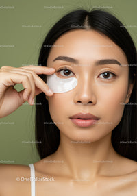 Young Woman Applying Eye Patch for Skincare Routine