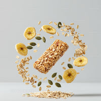 Healthy granola bar with oats and banana chips