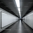 Minimalist Subway Tunnel with Tiled Walls and Modern Lighting