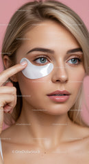 Young Woman Applying Facial Mask with Clear Smooth Skin