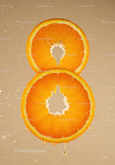 Two Juicy Orange Slices with Water Droplets