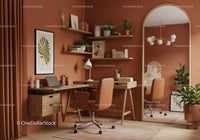 Cozy modern home office with stylish decor and plants
