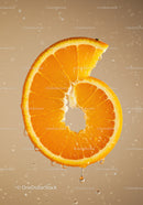 Fresh juicy orange slice with water droplets closeup