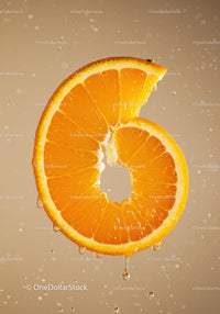 Fresh juicy orange slice with water droplets closeup