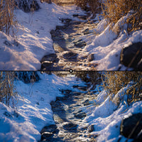 Before and after Winter Lights LUT Pack effect