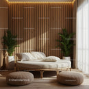 Cozy round bed with cushions in natural light interior
