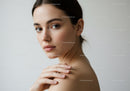 Portrait of a Young Woman with Clear Skin and Brown Hair