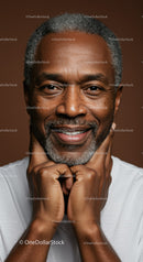 Confident Elderly Man Smiling Portrait with Gray Hair and Beard