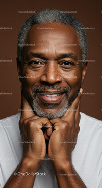 Confident Elderly Man Smiling Portrait with Gray Hair and Beard