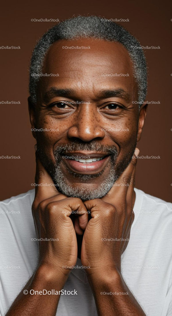 Confident Elderly Man Smiling Portrait with Gray Hair and Beard