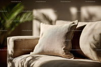Beige Sofa with Cushions in Modern Cozy Living Room