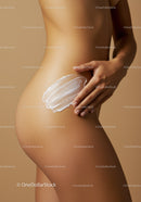 Close-up of Female Body with Skin Lotion Application for Self-Care