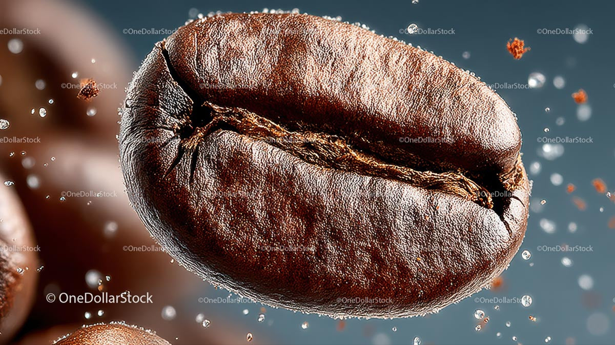 Flying Coffee Beans in Motion on a Dark Background