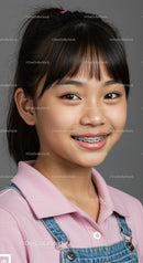 Happy Teenage Girl with Braces Smiling in Casual Outfit