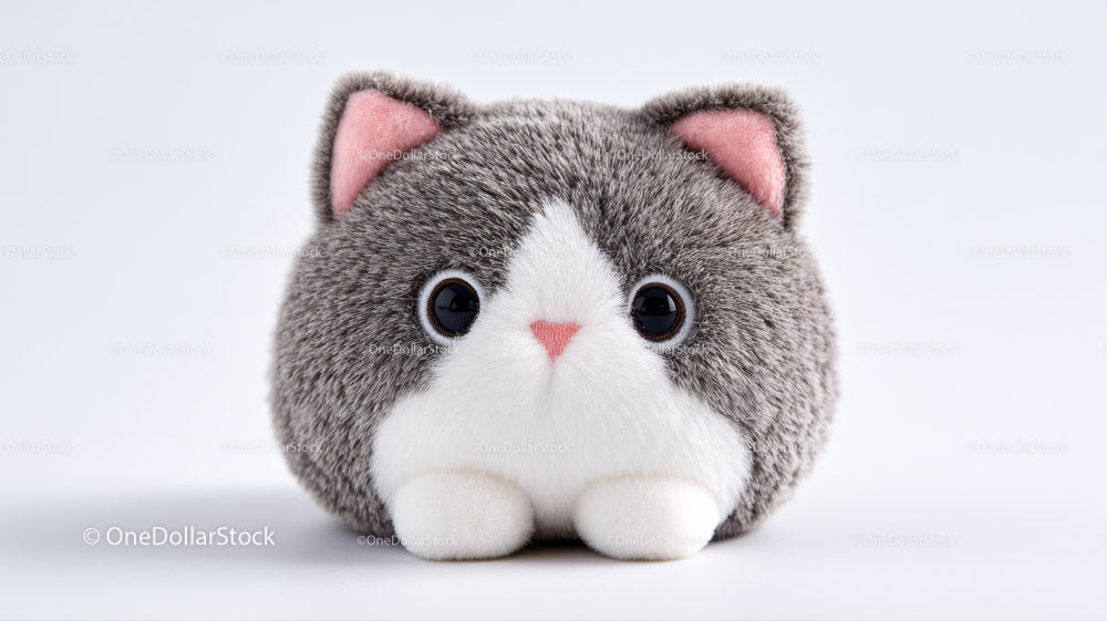 Cute Gray and White Plush Bunny with Big Eyes