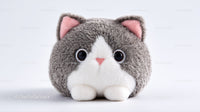 Cute Gray and White Plush Bunny with Big Eyes