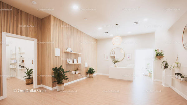 Bright Wellness Center Interior with Cozy Decor and Indoor Plants
