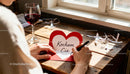 Writing a Valentine card with love message and red wine