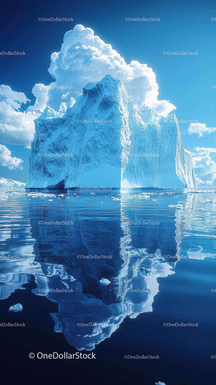 Majestic Iceberg in Calm Arctic Waters with Reflection