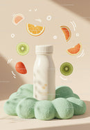 Fruit infused smoothie bottle with vibrant citrus and berry slices
