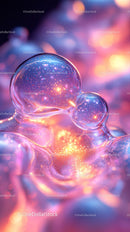 Colorful Iridescent Soap Bubbles in Vibrant Dreamlike Scene