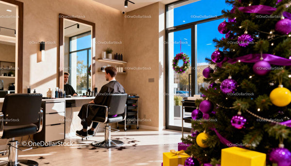 Man at Modern Salon During Christmas Holiday Season