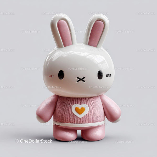 Cute White Bunny Toy Wearing Pink Sweater