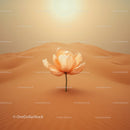 Delicate flower blooming alone in vast desert dunes