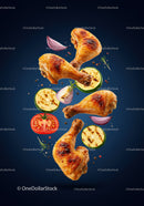Grilled Chicken Drumsticks with Fresh Vegetables and Herbs