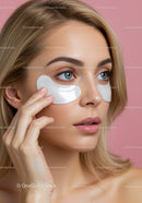 Beautiful Woman Applying Eye Masks for Skincare Ritual