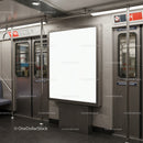 Empty Modern Subway Car Interior With Blank Billboard