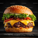 Gourmet Cheeseburger with Lettuce Tomato and Bacon